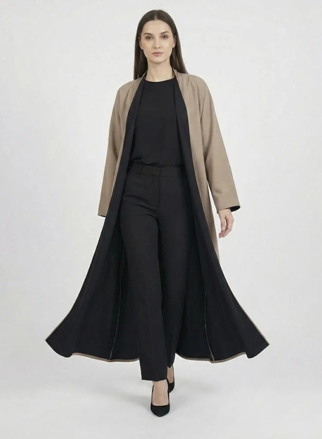 HAWRAA ABAYA Double-face abaya in navy blue and beige - Image 4