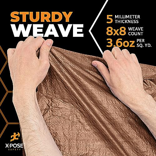 xpose safety Multipurpose Protective Cover Brown Poly Tarp 8' x 10' - Durable, Water Resistant, Weather Resistant - 5 Mil Thick Polyethylene - by Xpose Safety - by Xpose Safety - Image 5
