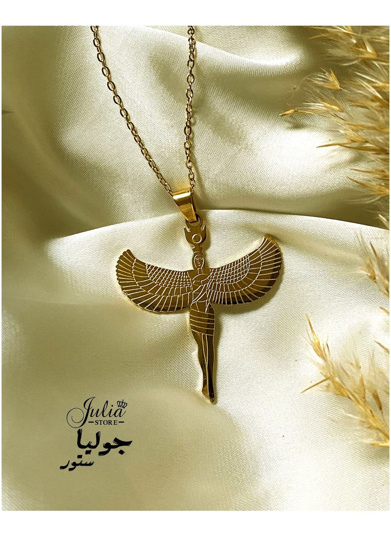 Julia Store 18K Gold Plated Stainless Steel Pharaonic Pendant Necklace  - Image 3
