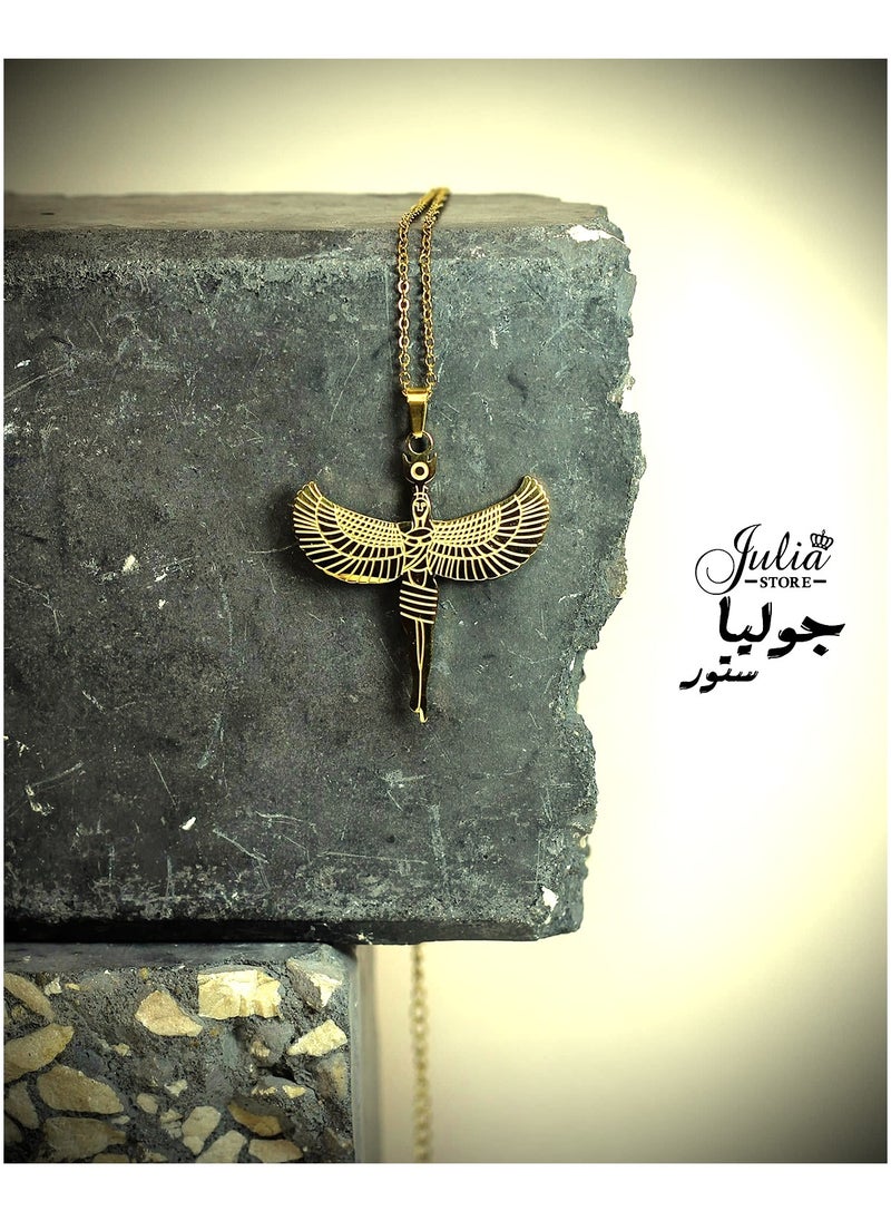 Julia Store 18K Gold Plated Stainless Steel Pharaonic Pendant Necklace  - Image 5