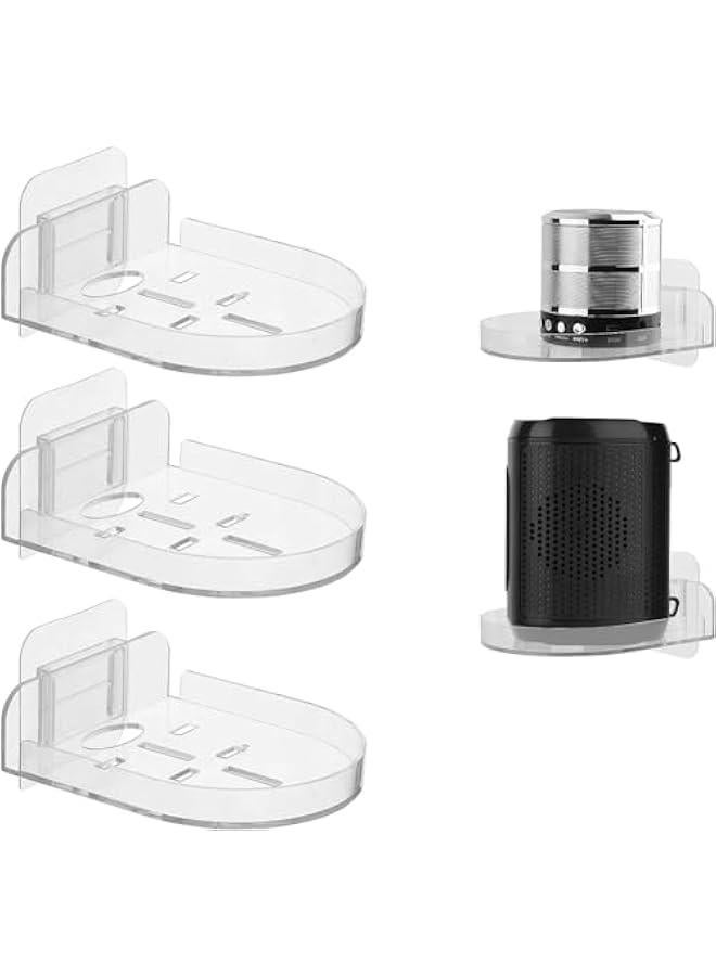 HOOKOR Acrylic Small Wall Shelf,set of 5 Wall Mount Floating Shelves with Adhesive, Mini Floating Wall Shelves for Security Cameras, Webcam, Speakers, Baby Monitors, Easy to Install No Drill - Image 1