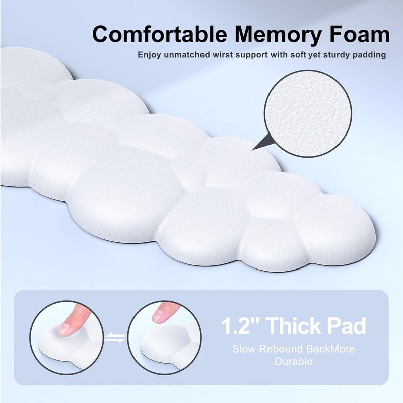 Cloud Mouse Pad with Wrist Rest and Keyboard Arm Rest - Ergonomic Gaming Support (White) - Image 5