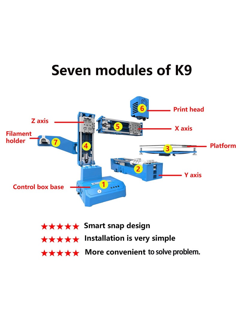 Generic Easythreed K9 Mini 3D Printer for Household Education & Students 100*100*100mm Printing Size Support One Key Printing with 1.75mm 0.4mm Nozzle/CE Certificate  - Image 3