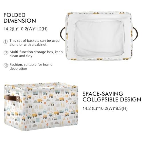 Wamika Excavator Truck Storage Basket Fabric Kitchen Baskets Cars Boys Open Home Storage Bins Boxes Foldable Organizer Bag for Baby Cloth Book Shelf Closet Baskets 16128 Inches - Image 3