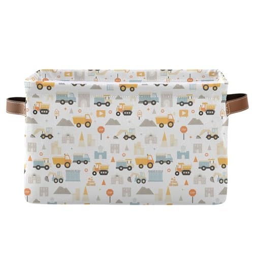 Wamika Excavator Truck Storage Basket Fabric Kitchen Baskets Cars Boys Open Home Storage Bins Boxes Foldable Organizer Bag for Baby Cloth Book Shelf Closet Baskets 16128 Inches - Image 1