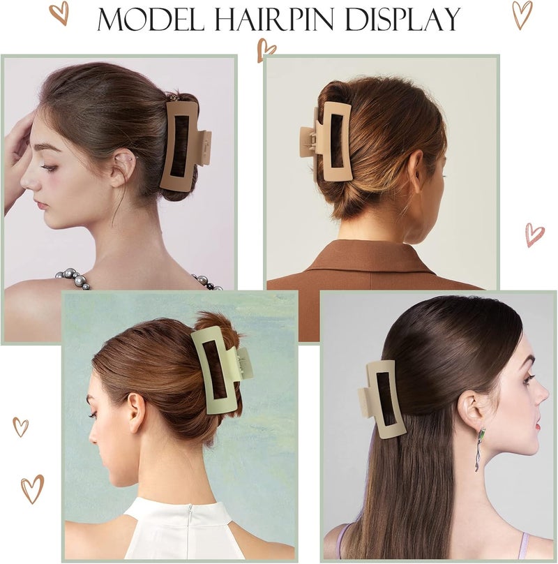 Mandydov Large Hair Claw Clips - 8 Pcs, 4.1" Non-slip Big Square Clips for Women & Girls, Strong Hold for Thick & Thin Hair - Image 5