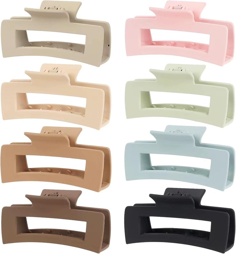 Mandydov Large Hair Claw Clips - 8 Pcs, 4.1" Non-slip Big Square Clips for Women & Girls, Strong Hold for Thick & Thin Hair - Image 1