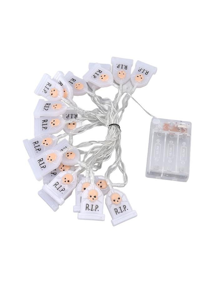 NIBEMINENT - Halloween Skull String Lights Skull Tombstone 9.8ft Long 20LEDs Waterproof Halloween String Lights with 2 Modes Steady Flashing - Image 1