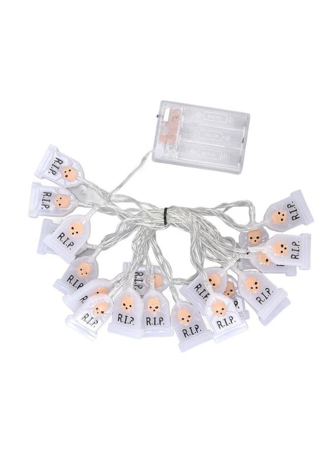 NIBEMINENT - Halloween Skull String Lights Skull Tombstone 9.8ft Long 20LEDs Waterproof Halloween String Lights with 2 Modes Steady Flashing - Image 1