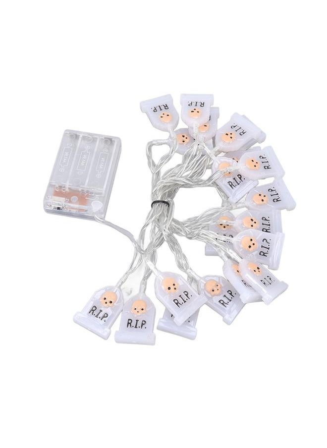 NIBEMINENT - Halloween Skull String Lights Skull Tombstone 9.8ft Long 20LEDs Waterproof Halloween String Lights with 2 Modes Steady Flashing - Image 1