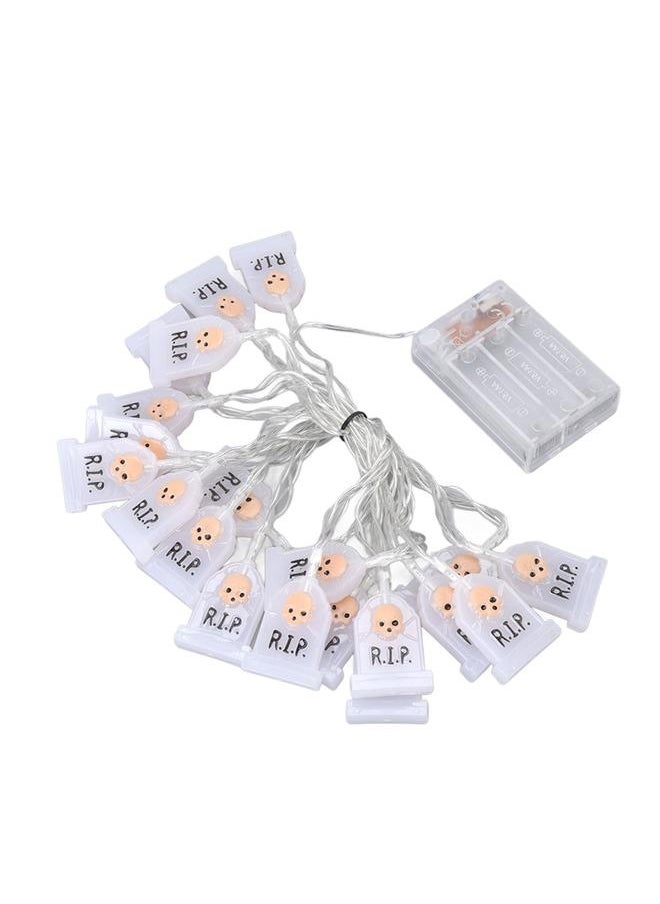 NIBEMINENT - Halloween Skull String Lights Skull Tombstone 9.8ft Long 20LEDs Waterproof Halloween String Lights with 2 Modes Steady Flashing - Image 1