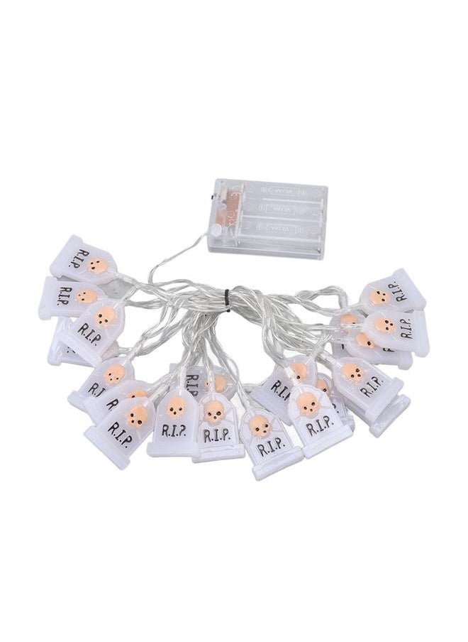 NIBEMINENT - Halloween Skull String Lights Skull Tombstone 9.8ft Long 20LEDs Waterproof Halloween String Lights with 2 Modes Steady Flashing - Image 1