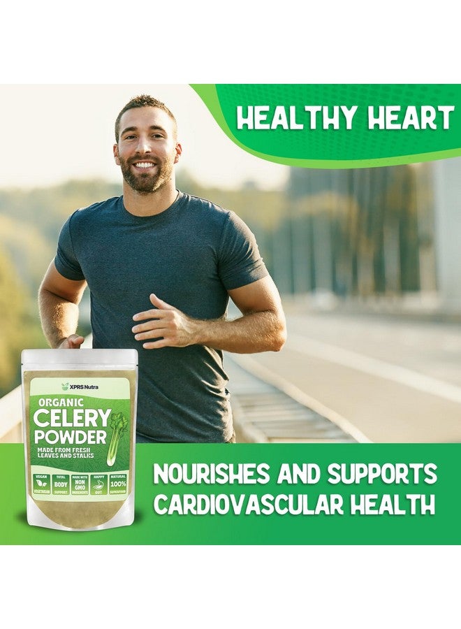 XPRS Nutra مسحوق الكرفس العضوي من XPRS نوترا - مسحوق الكرفس الطازج العضوي المضاد للأكسدة - مسحوق الكرفس العضوي الفاخر - مسحوق الكرفس الطازج الصديق للنباتيين (8 أونصات) - Image 4