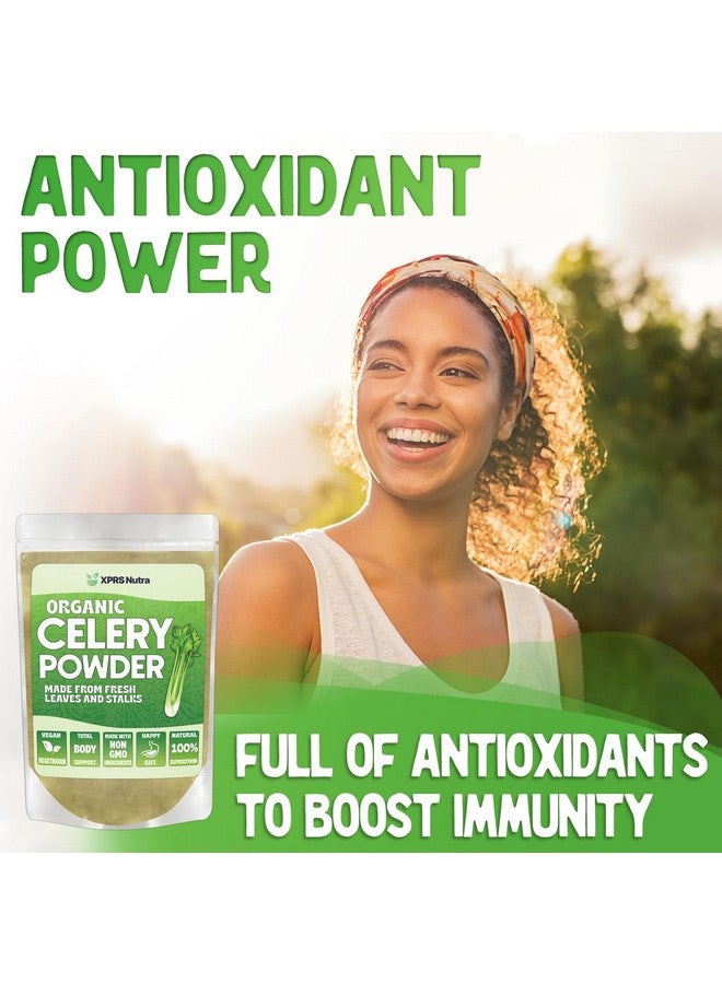 XPRS Nutra مسحوق الكرفس العضوي من XPRS نوترا - مسحوق الكرفس الطازج العضوي المضاد للأكسدة - مسحوق الكرفس العضوي الفاخر - مسحوق الكرفس الطازج الصديق للنباتيين (8 أونصات) - Image 2