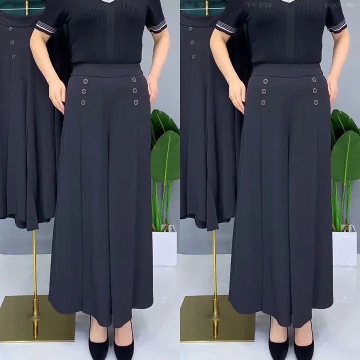 2022 Summer Cool Loose Big Foot Pants Fashionable All-match Dipping Wide Leg Culottes High Waist Slimming Elegant Womens Pants Green - Image 5