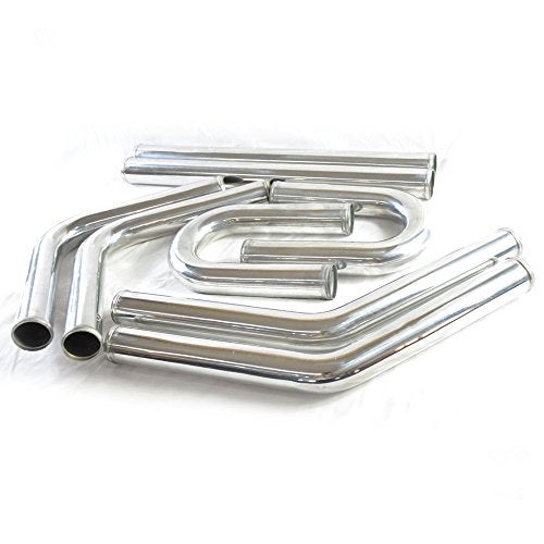 MOOSUN 2" 8-Pcs Universal Intercooler Pipe Piping Turbo Polished Aluminum Kit with Silicone Hoses and Stainless Steel T-Clamps - Image 4