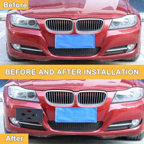 Sekhyna Front Bumper Tow Hook License Plate Frame Bracket Compatible with BMW 3 Series 20052012No Drill Tow Front Bumper Tow Hole Hook License Plate Mount Adapter Relocation Kit Accessories Only for E90 - Image 3
