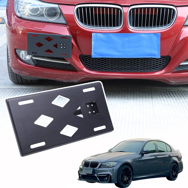 Sekhyna Front Bumper Tow Hook License Plate Frame Bracket Compatible with BMW 3 Series 20052012No Drill Tow Front Bumper Tow Hole Hook License Plate Mount Adapter Relocation Kit Accessories Only for E90 - Image 2
