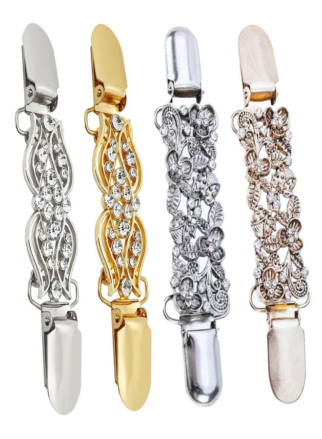 SQUISHCO 4Pcs Cinch Clip for Shirt, Shirt Tightening Clips for Women, Elegant Flower and Butterfly Design with Rhinestones, Perfect for Sweaters Dresses and Scarves - Image 1