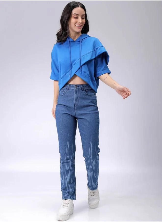 Freehand Women Boxy Fit Solid Wrap Sweatshirt