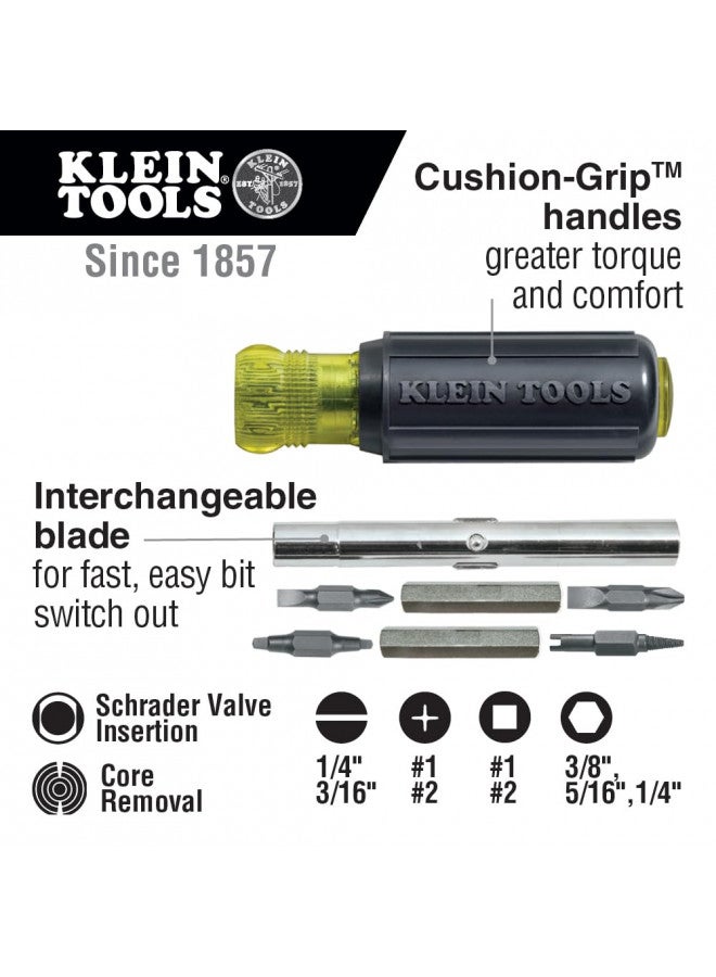 Klein Tools Klein Tools 32527 Multi-Bit Screwdriver / Nut Driver, 11-in-1 with Phillips, Slotted, Square, and Schrader Bits and Nut Drivers  - Image 2