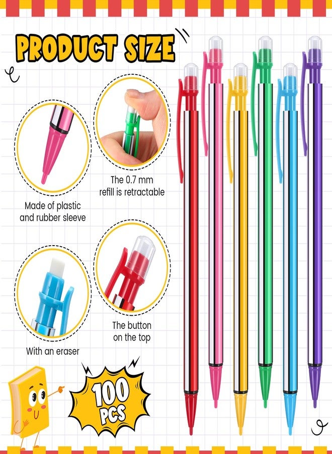 Watersay 100 Pieces Mechanical Pencils 0.7 mm with Eraser Bulk Pastel Art Pencils for Kid Back to School Supplies Student Artist Writing Drawing Sketching - Image 2