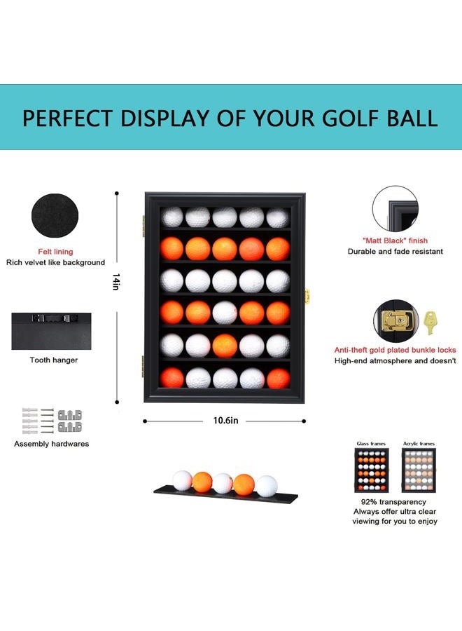 KCRasan 30 Golf Ball Display Case Lockable - Golf Ball Holder Gift for Golf Enthusiasts - Golf Ball Display Rack Cabinet for Wall Mount with Glass Door - Image 2