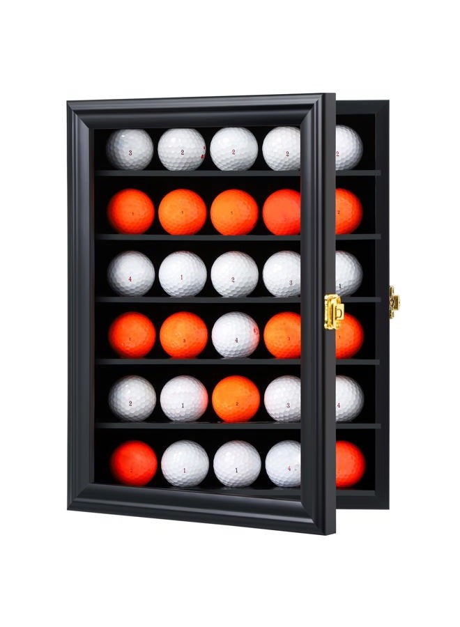 KCRasan 30 Golf Ball Display Case Lockable - Golf Ball Holder Gift for Golf Enthusiasts - Golf Ball Display Rack Cabinet for Wall Mount with Glass Door - Image 1