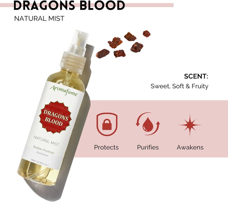 Aromafume Dragons Blood Natural Resin Mist Spray by Aromafume | 100 ml / 3.3oz | Ideal for spirituality & rituals | Made with Dragons Blood Resin from Socotra | Non-alcoholic, non-toxic & vegan - Image 2
