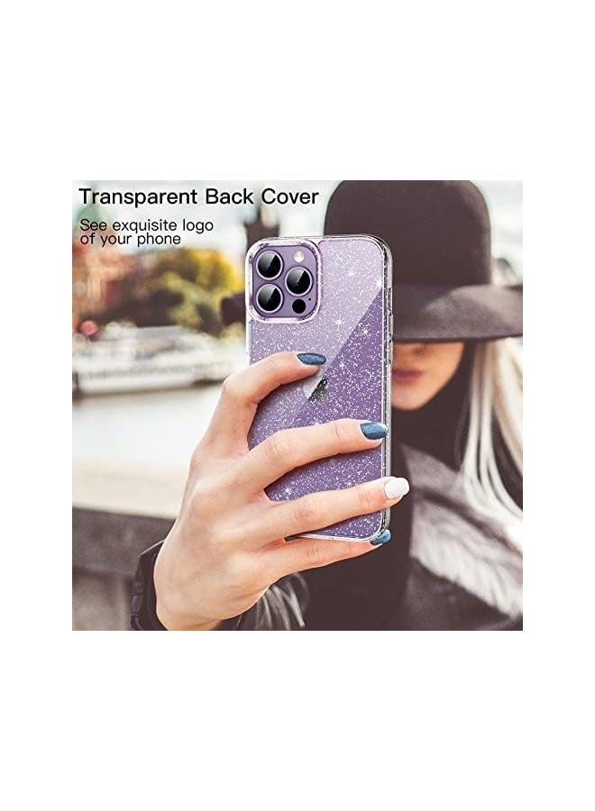 Jetech Glitter Case for iPhone 14 Pro 6.1-Inch, Bling Sparkle Shockproof Phone Bumper Cover, Cute Sparkly for Women and Girls (Clear) - Image 4