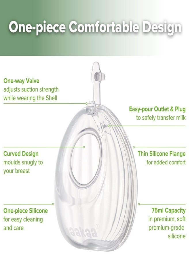 haakaa Wearable Silicone Breast Pump with Steriliser Bag, 2-in-1 Hands-Free Passive Breast Milk Catcher for Nursing Mom, Breastfeeding Essentials, 75ml Shell Pump & 750ml Steriliser Bag - Frosted - Image 5