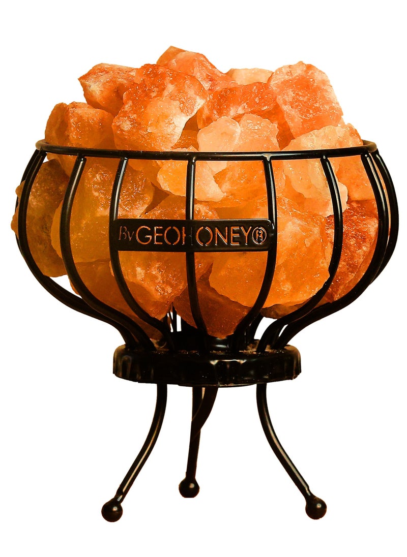 GEOHONEY - Geohoney - Himalayan Salt Lamp with Iron Basket - Image 1