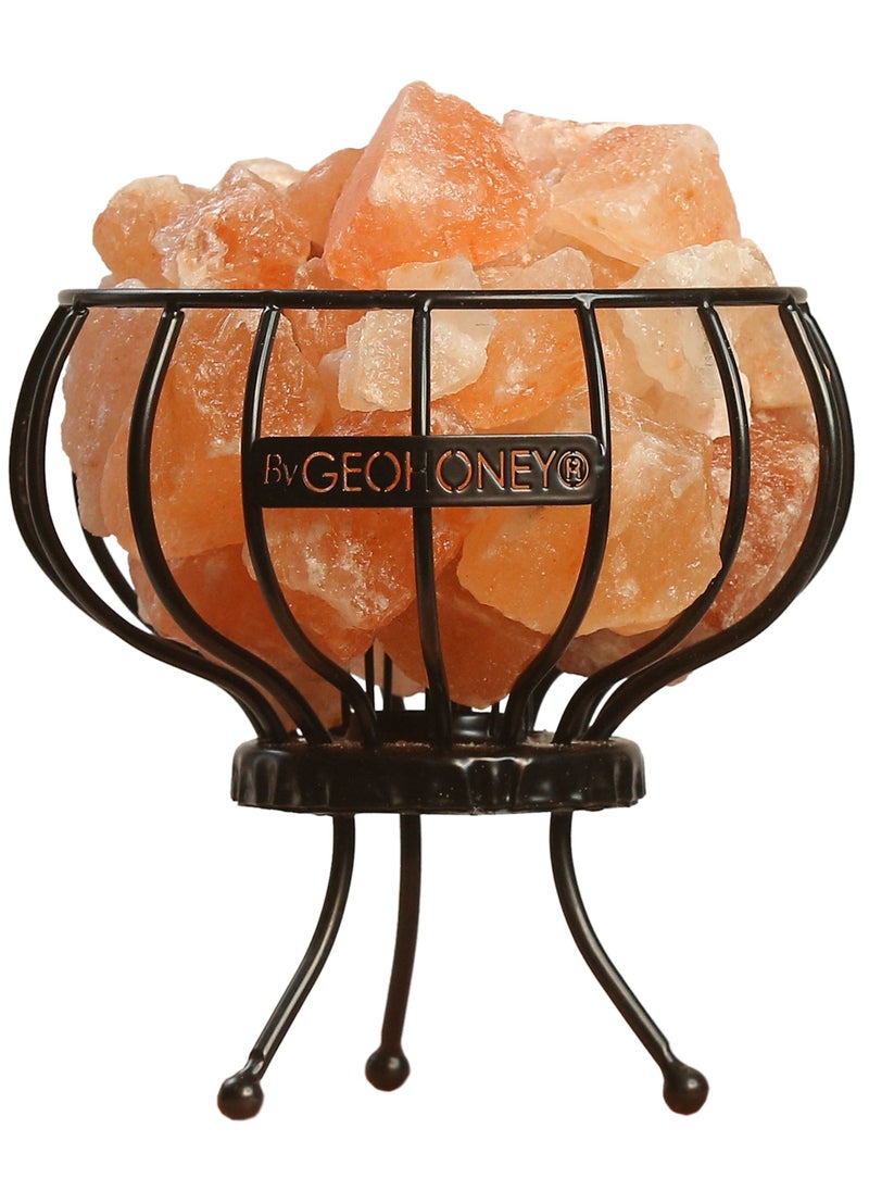 GEOHONEY - Geohoney - Himalayan Salt Lamp with Iron Basket - Image 1