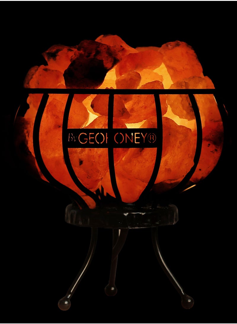 GEOHONEY - Geohoney - Himalayan Salt Lamp with Iron Basket - Image 1