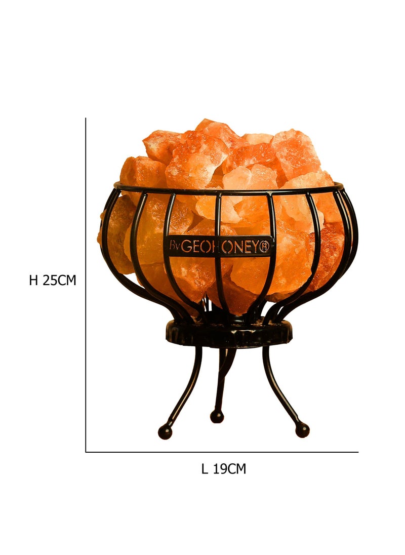 GEOHONEY - Geohoney - Himalayan Salt Lamp with Iron Basket - Image 1