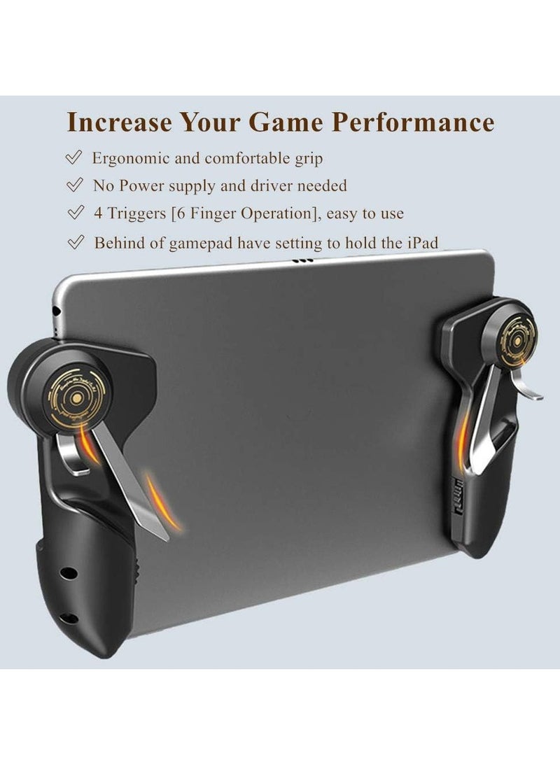 TIGER PUBG Controller for Tablet – 4 Triggers, 6 Finger Operation, Sensitive Shoot & Aim Triggers, Gamepad Grip, Compatible with 10-12.9 Inch iPad & Tablets (Thickness < 10mm), Black – Enhance Gaming Performance, Improve Reflexes, and Gain the Upper Hand  - Image 2
