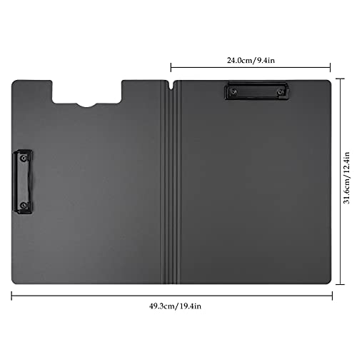 Tomorotec A4 Size Nursing Foldable Cover Clipboard with Pen Holder PP Foam Stationery Document Holder File Organizer Folder Writing Pad for Hospital Office School Business Classroom Supplies (Black) - Image 3