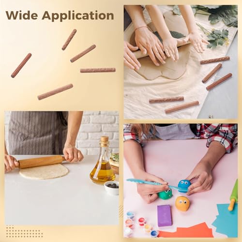 Varku 5PCS Clay Modeling Pattern Rollers Kit, Pottery Tools Wood Twig Rollers for Clay, Wooden Handle Pottery Tools, Clay Texture Rolling Emboss Plaid Hand Rollers for Handcraft - Image 4