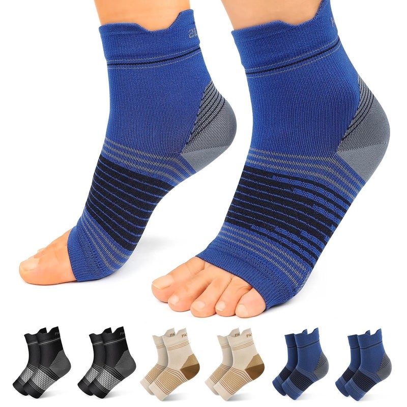 PAPLUS Plantar Fasciitis Sock (6 Pairs) for Men and Women, Compression Foot Sleeves with Arch and Ankle Support (Black, Nude, Navy, Small) - Image 1