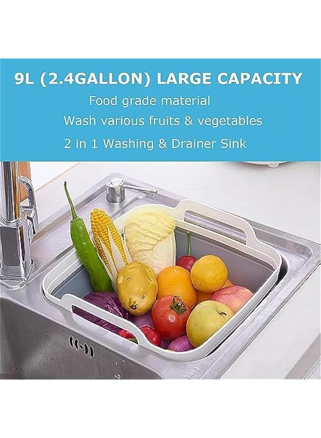 Durku Dishpan For Washing Dishes,9L Collapsible Dish Tub Portable Sink,Wash Dish Basin,Foldable Laundry Tub,Washing Basin with Drain Plug,Dishpan for Kitchen Sink,Camping Dish Washing Tub - Image 5