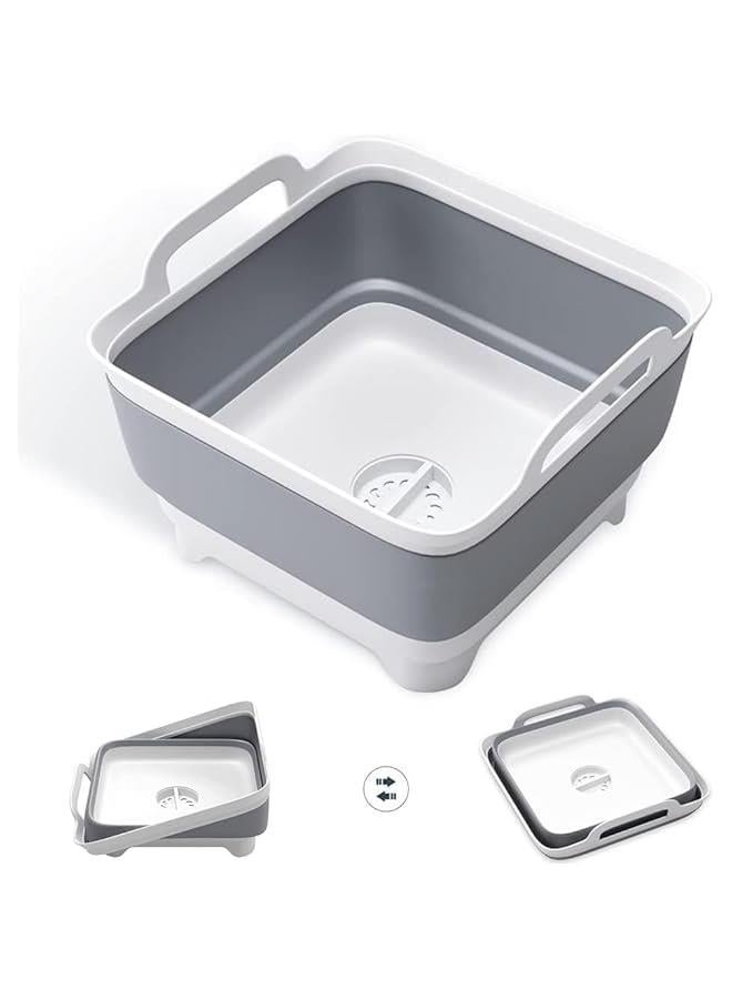 Durku Dishpan For Washing Dishes,9L Collapsible Dish Tub Portable Sink,Wash Dish Basin,Foldable Laundry Tub,Washing Basin with Drain Plug,Dishpan for Kitchen Sink,Camping Dish Washing Tub - Image 1