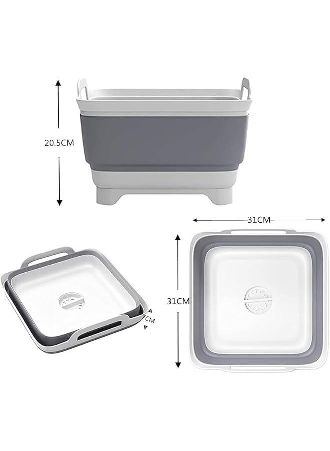 Durku Dishpan For Washing Dishes,9L Collapsible Dish Tub Portable Sink,Wash Dish Basin,Foldable Laundry Tub,Washing Basin with Drain Plug,Dishpan for Kitchen Sink,Camping Dish Washing Tub - Image 2
