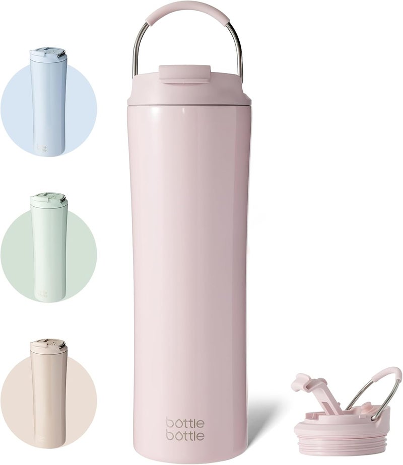 BOTTLE BOTTLE Insulated Water Bottle with Dual-use Lid and Straw - 24oz Stainless Steel Tumbler (Light Pink) - Image 1