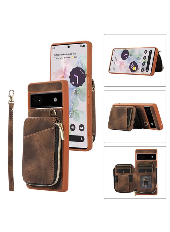 Green Tiger Case For Google Pixel 6a Zipper Card Bag Back Cover Phone Case - Image 1