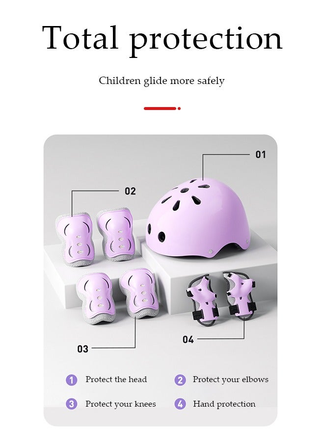 DUNISO 7Pcs Kids Protective Gear Set，Kids Knee And Elbow Pads Set，With Safety Helmet,Knee Pads, Elbow Pads, And Hand Guards, Shock Absorbing And Drop Resistant, Suitable For Roller Skating, Skateboarding, And Cycling, For Boys And Girls Aged 7 To 15  - Image 4