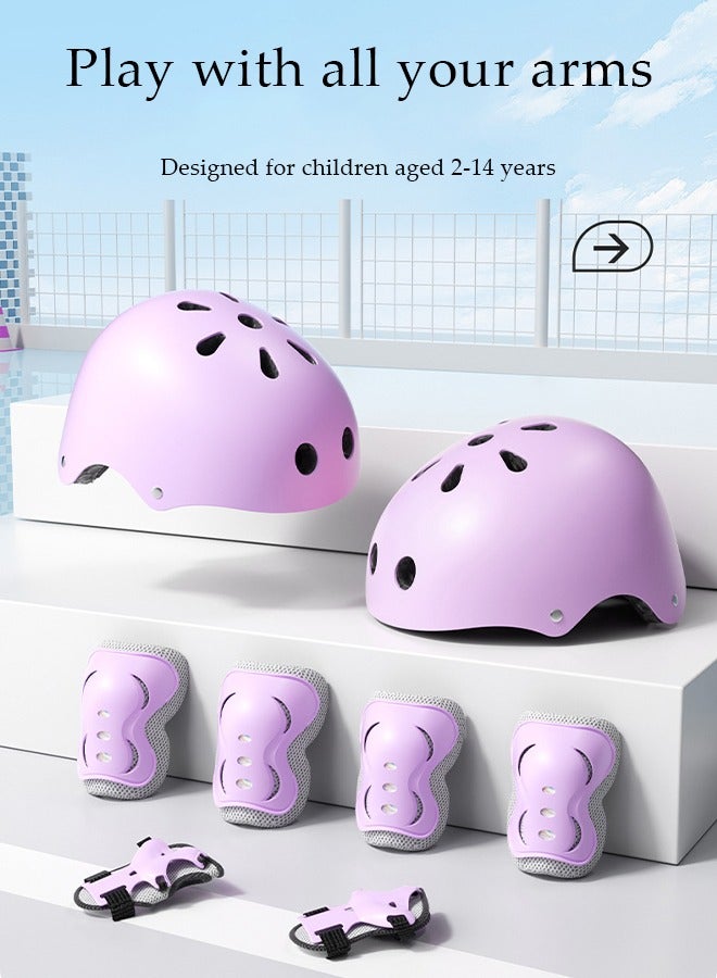 DUNISO 7Pcs Kids Protective Gear Set，Kids Knee And Elbow Pads Set，With Safety Helmet,Knee Pads, Elbow Pads, And Hand Guards, Shock Absorbing And Drop Resistant, Suitable For Roller Skating, Skateboarding, And Cycling, For Boys And Girls Aged 7 To 15  - Image 3