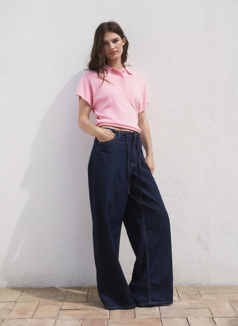 MANGO Short-Sleeved Polo-Neck Sweater