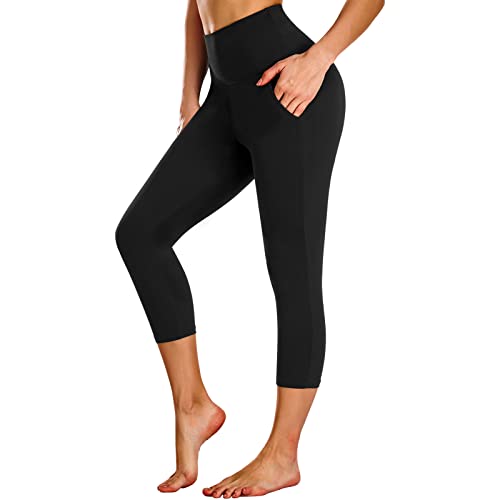NEW YOUNG Capri Leggings with Pockets for Women High Waisted Workout Leggings Tummy Control Yoga Pants - Image 1