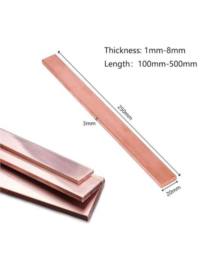 Copper Flat Mill Stock T2 Red Bar Strip Size 3x50x250mm Pure Plate 1pc - Image 3