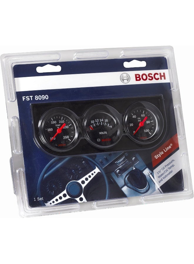 BOSCH Bosch SP0F000037 Style Line 1-1/2" Mini Triple Gauge Kit (Black Dial Face, Black Bezel) - Image 3